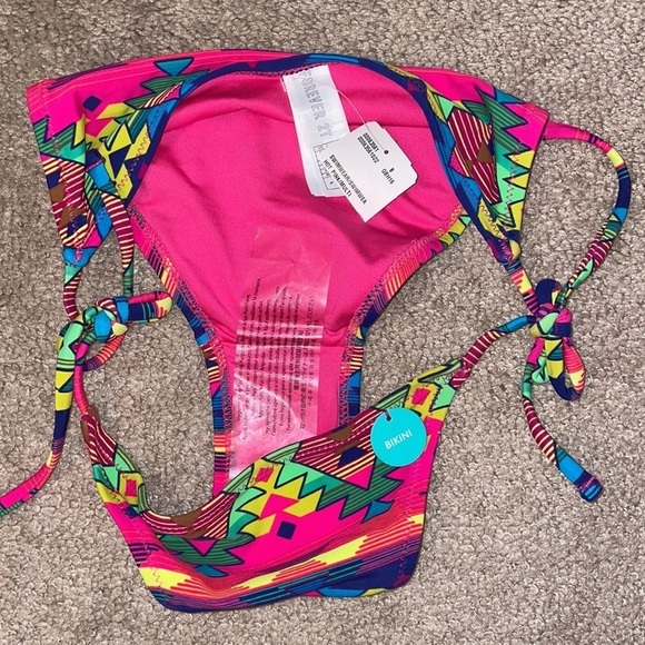 FOREVER 21 hot pink string ties med coverage bikini bottom in women’s size small - Picture 5 of 8
